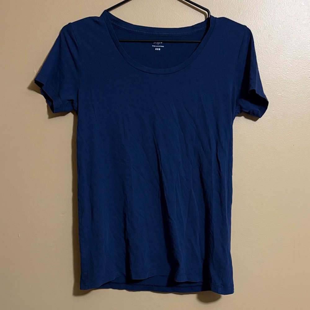 J. Crew Deep Blue Short Sleeve Girlfriend Tee